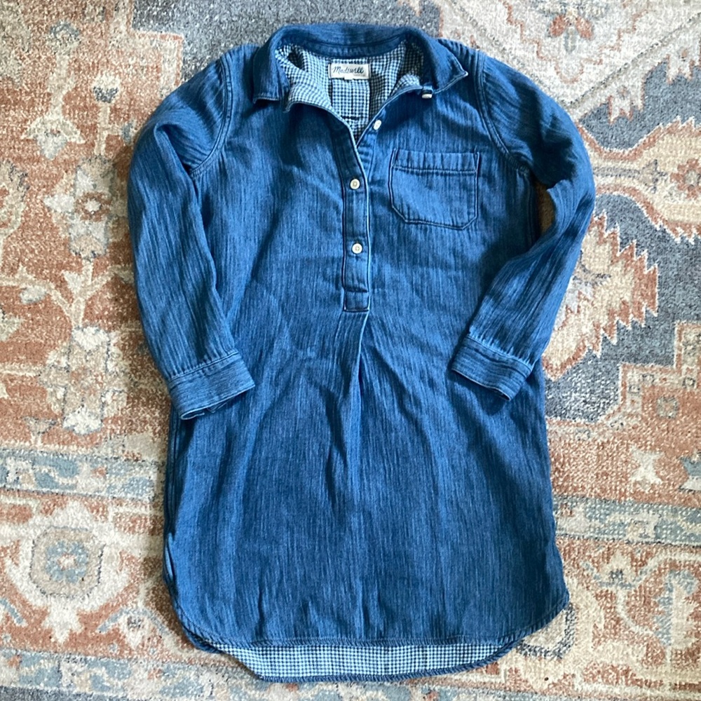 Madewell Blue Denim Dress Tunic half button